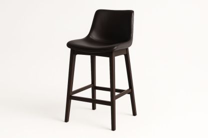 Chaise de Bar en Simili Cuir Noir avec Structure en Bois Massif-Verdaflora