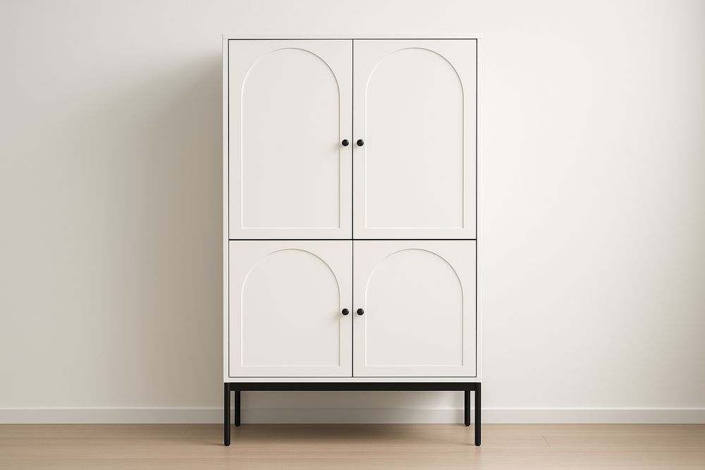 Armoire en MDF avec Cadres en Acier et Portes Blanches-Verdaflora