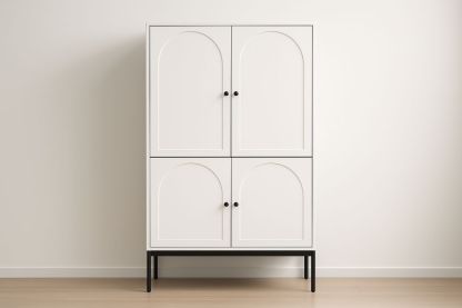 Armoire en MDF avec Cadres en Acier et Portes Blanches-Verdaflora