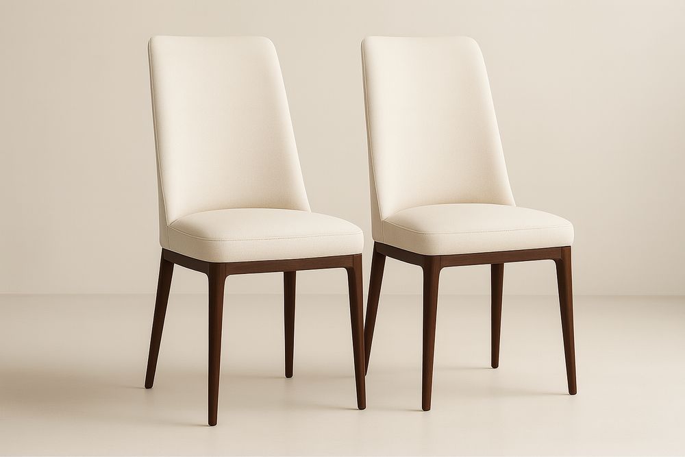 Set de 2 chaises de salle à manger en bois et tissu beige-Verdaflora