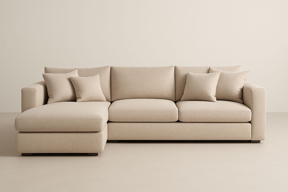 Canapé d'angle en tissu beige 255x160x85 cm-Verdaflora