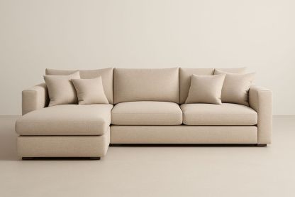 Canapé d'angle en tissu beige 255x160x85 cm-Verdaflora