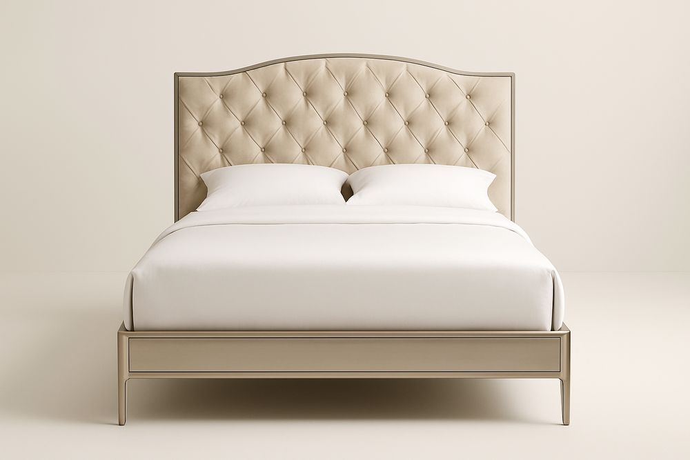 Lit double en bois avec tête de lit capitonnée 200x160 cm Beige-Verdaflora