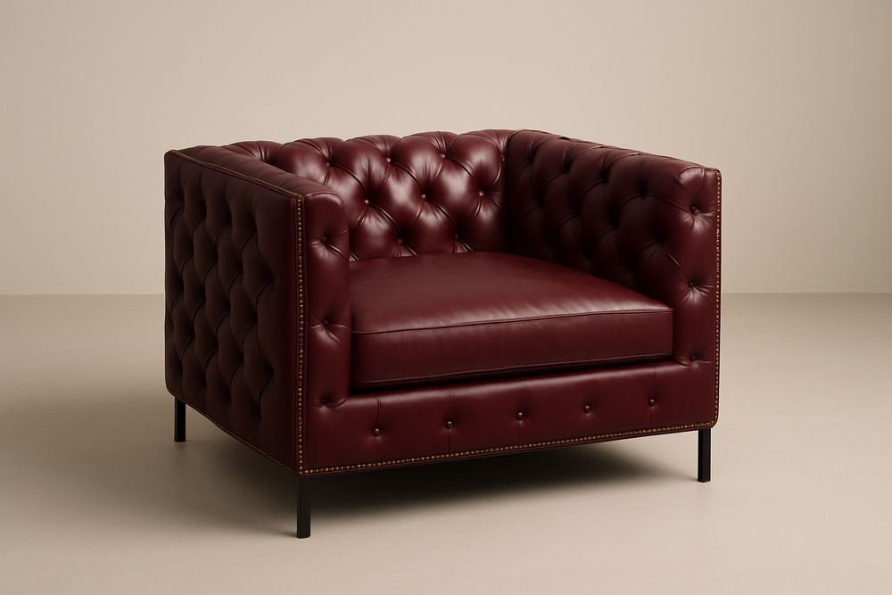 Fauteuil en cuir Bordeaux avec structure métallique-Verdaflora