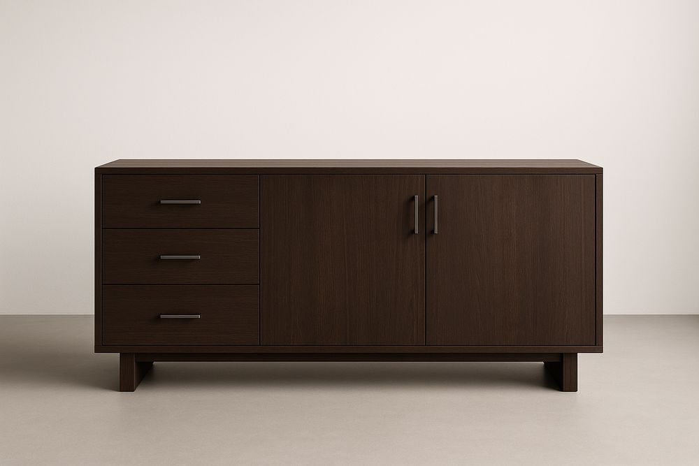 Buffet en bois avec 3 tiroirs et 2 portes marron-Verdaflora