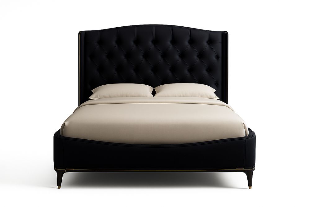 Lit en Bois et Polyester Noir 160x200 cm-Verdaflora