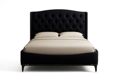 Lit en Bois et Polyester Noir 160x200 cm-Verdaflora