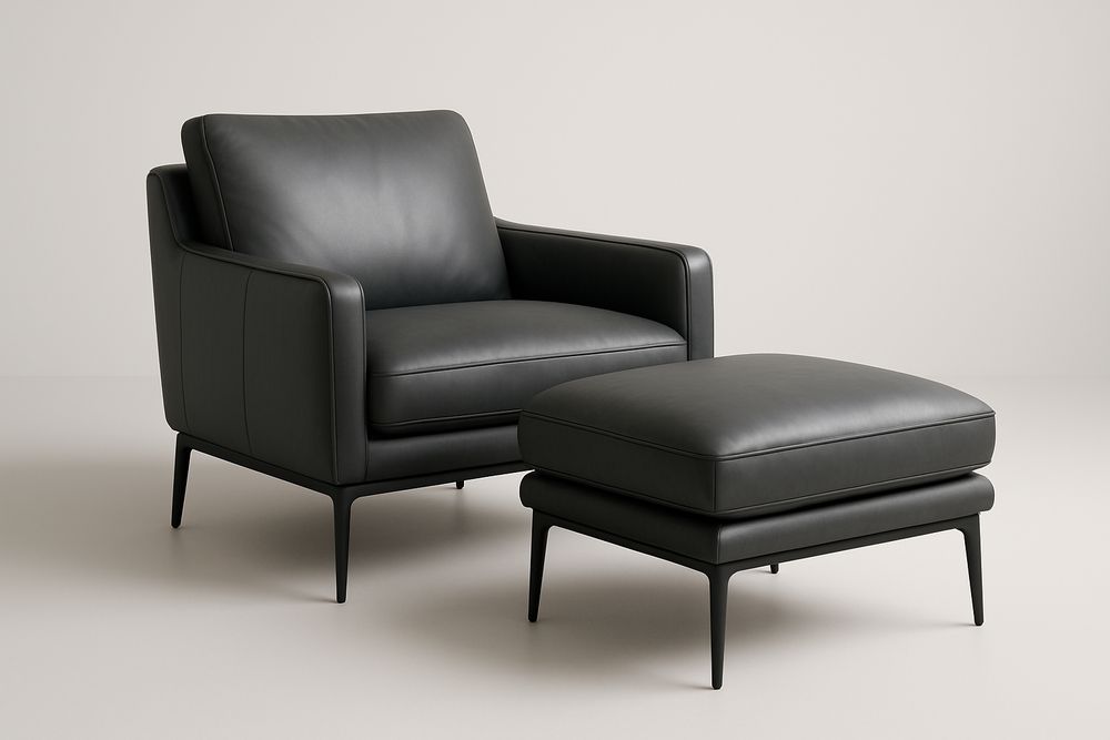 Fauteuil en Cuir Synthétique Noir avec Repose-pieds-Verdaflora