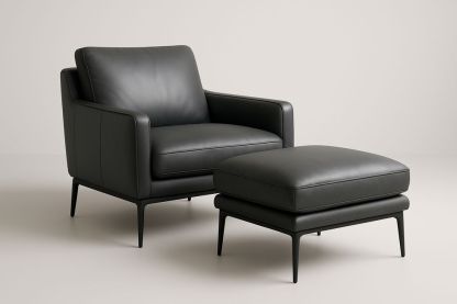 Fauteuil en Cuir Synthétique Noir avec Repose-pieds-Verdaflora