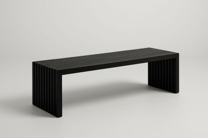 Banc en aluminium noir à lattes 180 cm-Verdaflora
