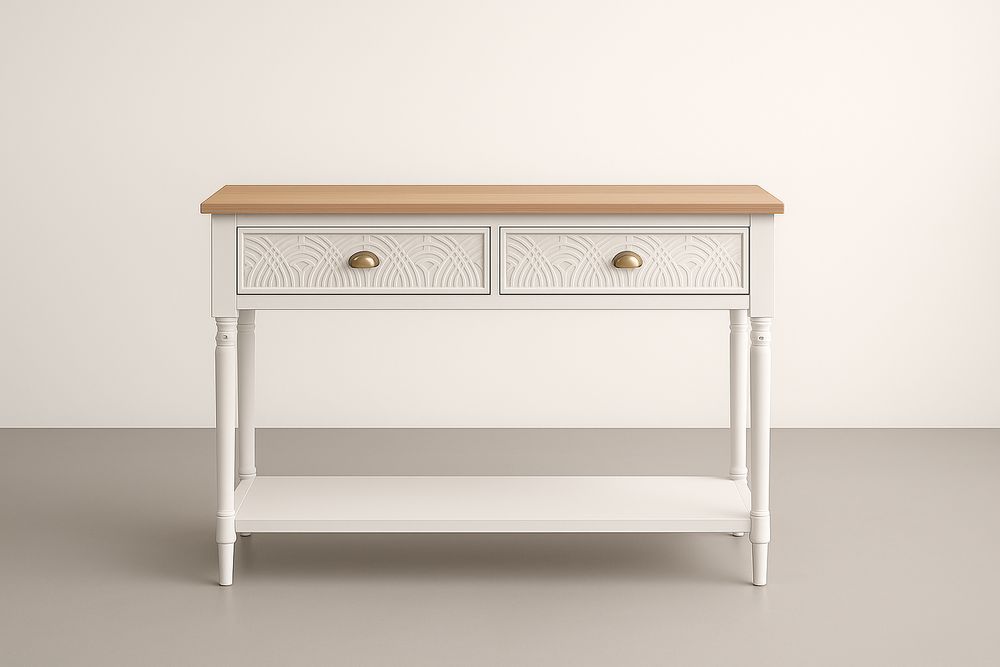 Console en Bois avec 2 Tiroirs Sculptés-Verdaflora