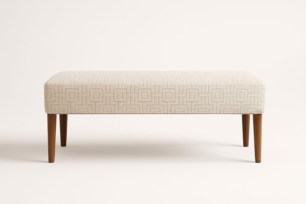 Banc en bois et tissu motif géométrique 120cm x 45cm x 45cm-Verdaflora