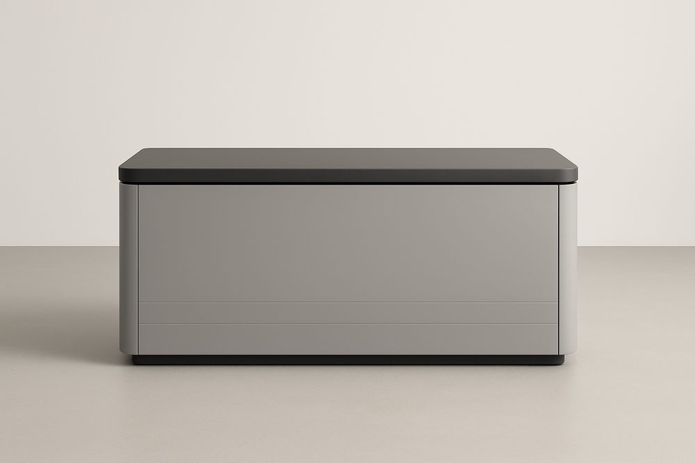 Banc de rangement acier époxy gris/noir-Verdaflora
