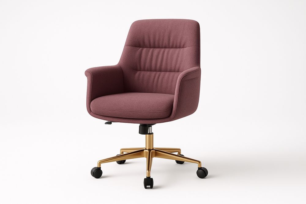 Chaise de bureau pivotante en tissu avec base métallique dorée, réglable, couleur Bordeaux-Verdaflora