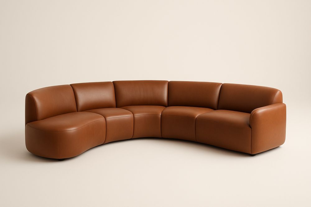 Canapé d'angle en cuir brun-Verdaflora