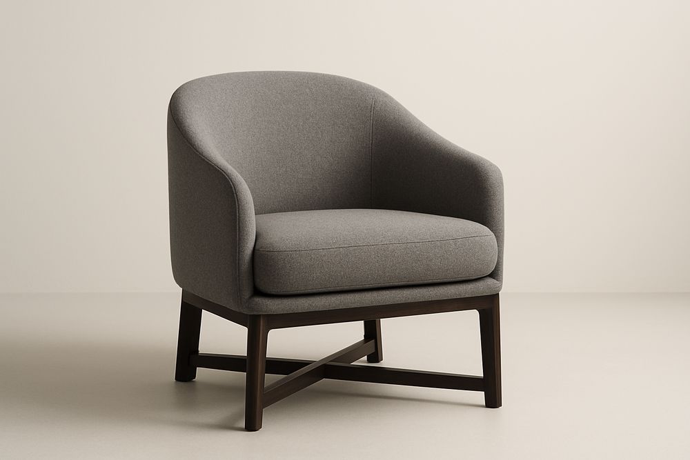 Fauteuil en tissu polyester gris avec structure en bois-Verdaflora