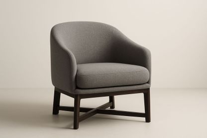 Fauteuil en tissu polyester gris avec structure en bois-Verdaflora