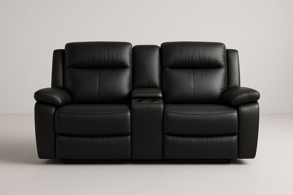 Canapé Relaxation 2 Places Cuir Synthétique Noir-Verdaflora