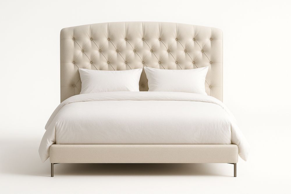 Lit double tissu avec tête de lit capitonnée Beige 160x200 cm-Verdaflora