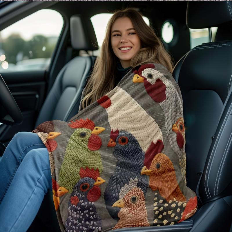 Fun Chicken Head Pattern Plush Blanket