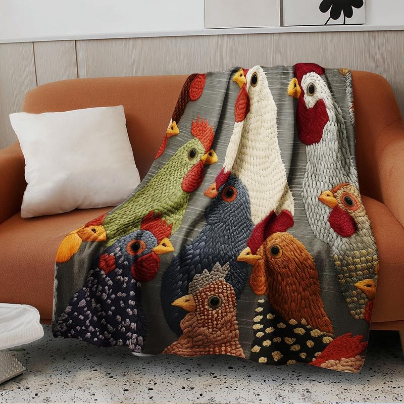 Fun Chicken Head Pattern Plush Blanket