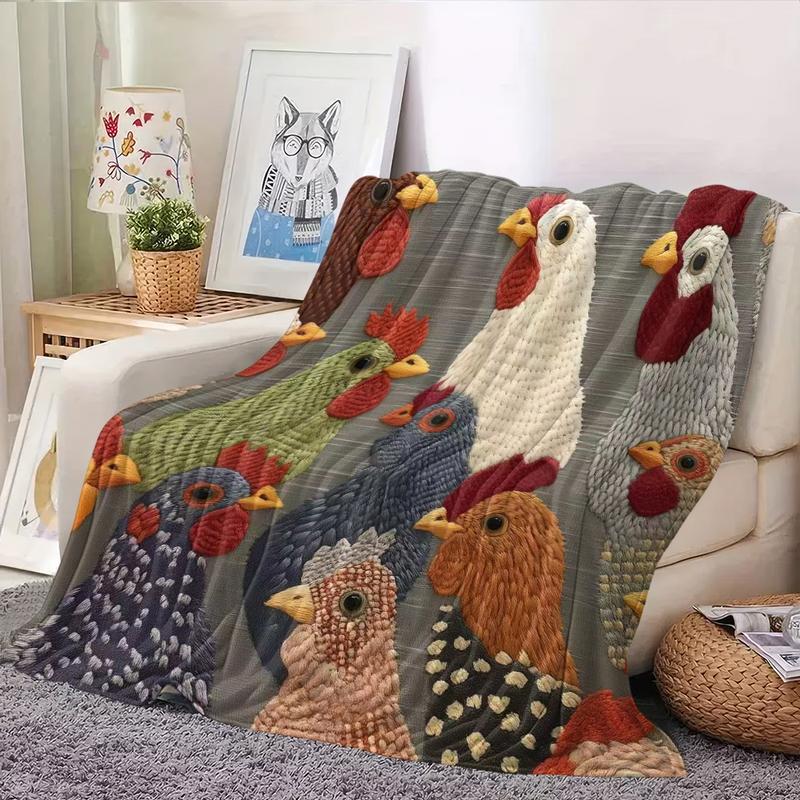 Fun Chicken Head Pattern Plush Blanket