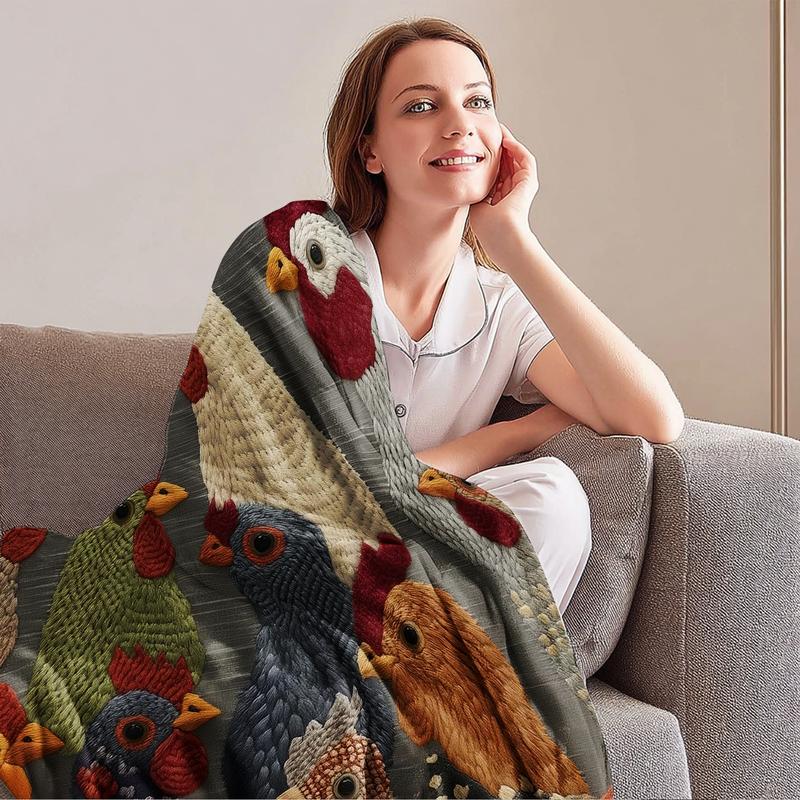 Fun Chicken Head Pattern Plush Blanket