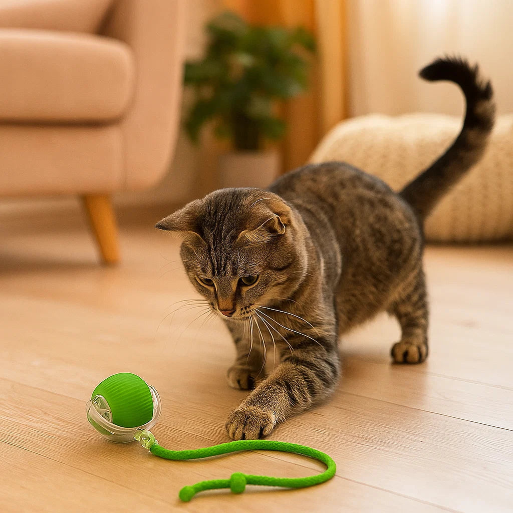 Kocia Zabawka Piłka z Sznurkiem ⎜ Skakanie i Gryzienie dla Samodzielnej Zabawy