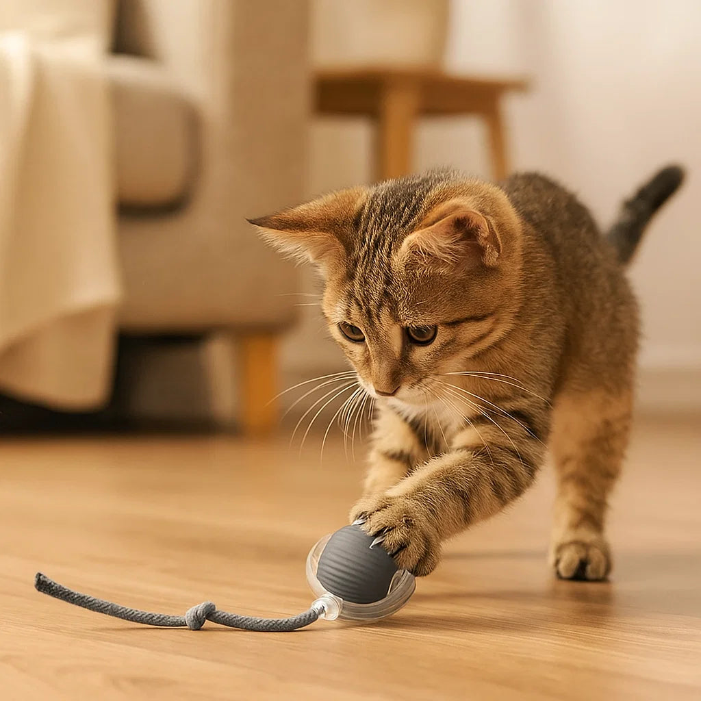 Kocia Zabawka Piłka z Sznurkiem ⎜ Skakanie i Gryzienie dla Samodzielnej Zabawy