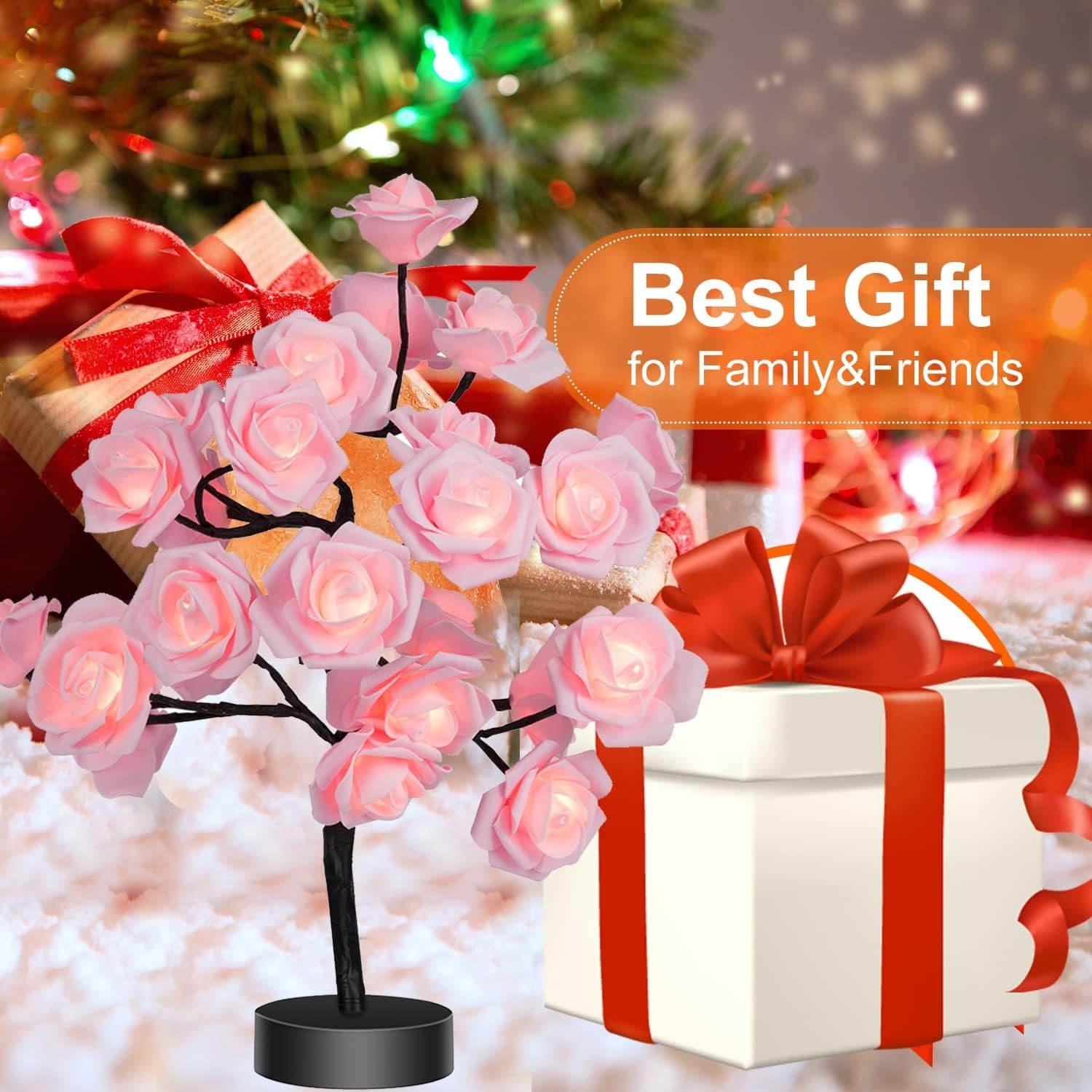 Ružová kvetinová lampa v tvare ruže – roztomilná dekorácia do izby pre spálňu a obývačku