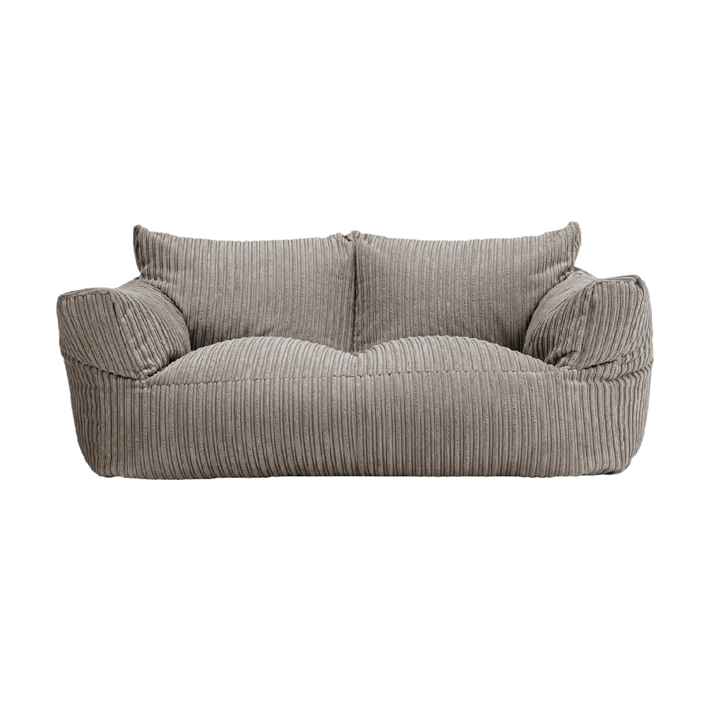 Sofa 2-osobowa z prążkowanego sztruksu (corduroy), szara, zaokrąglone podłokietniki-originnewmexico.store