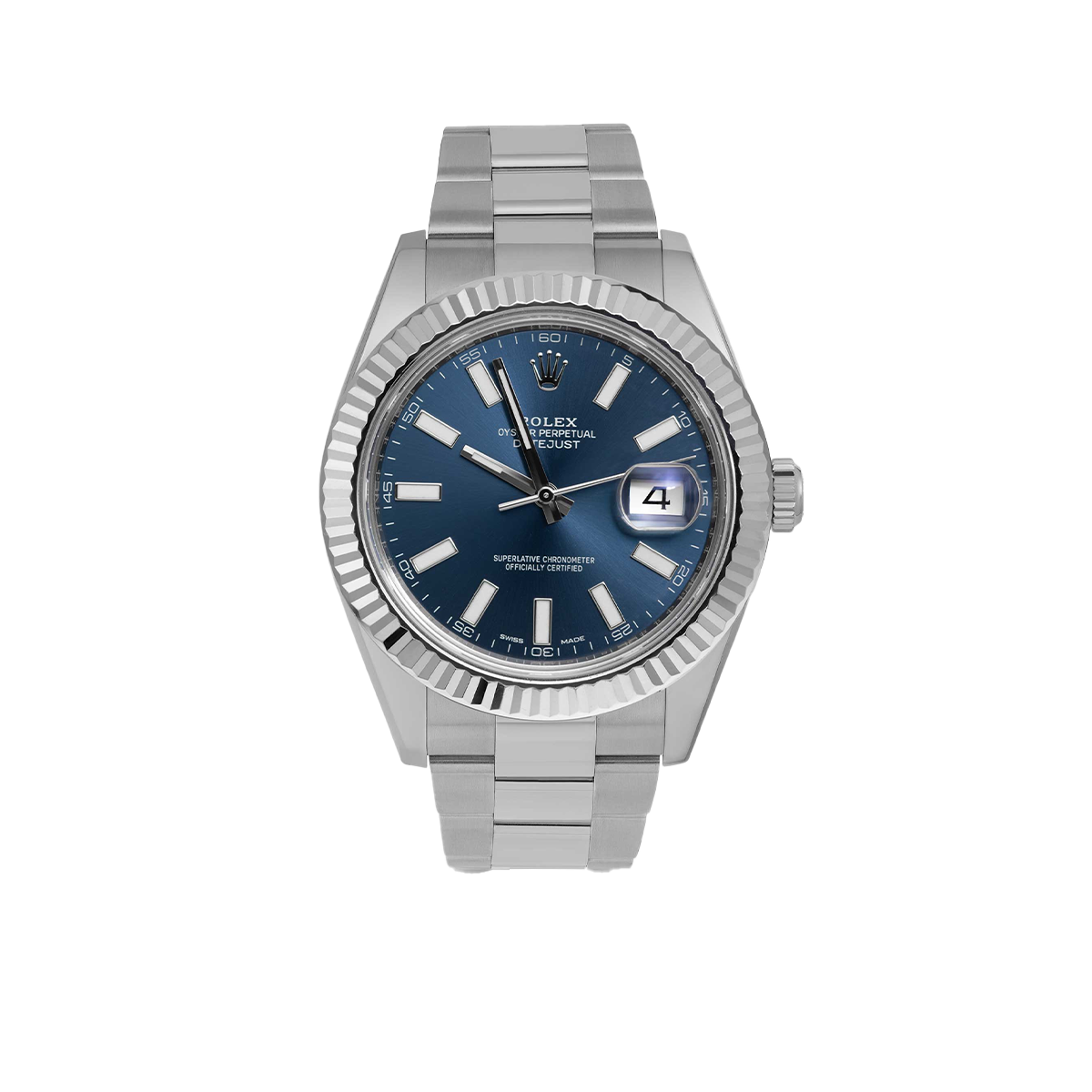 Rolex Datejust 116334 Fluted Bezel Watch 41mm Blue Index Dial