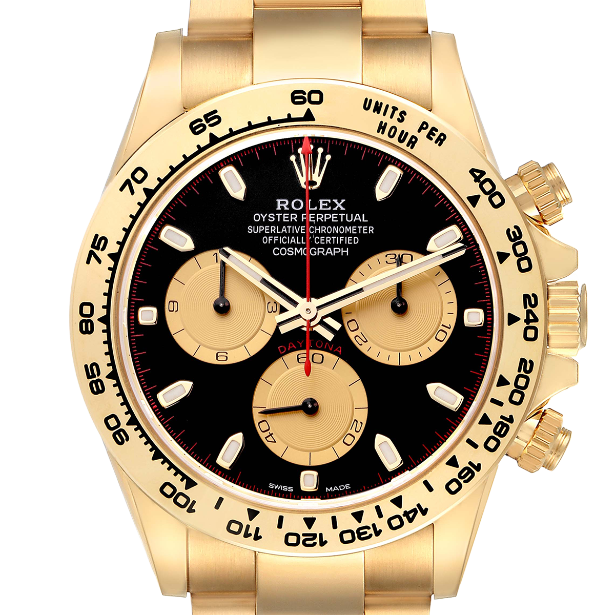 Rolex Daytona 40mm Black Dial Yellow Gold Mens Automatic Watch 116508