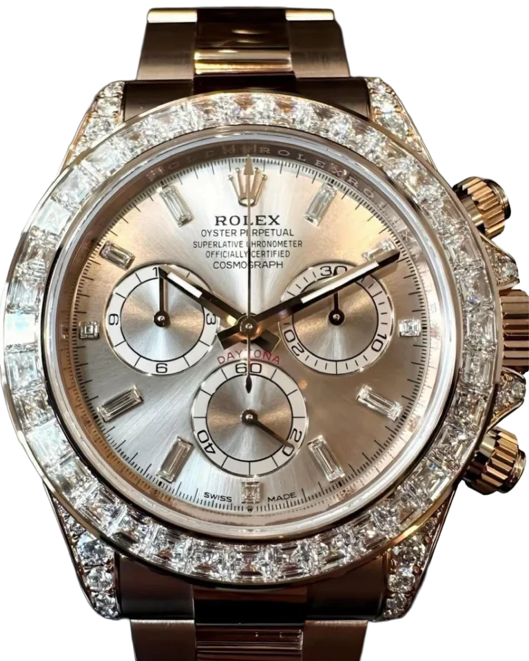 Rolex Daytona 126595TBR Rose Gold Sundust Diamond Dial Diamond Bezel