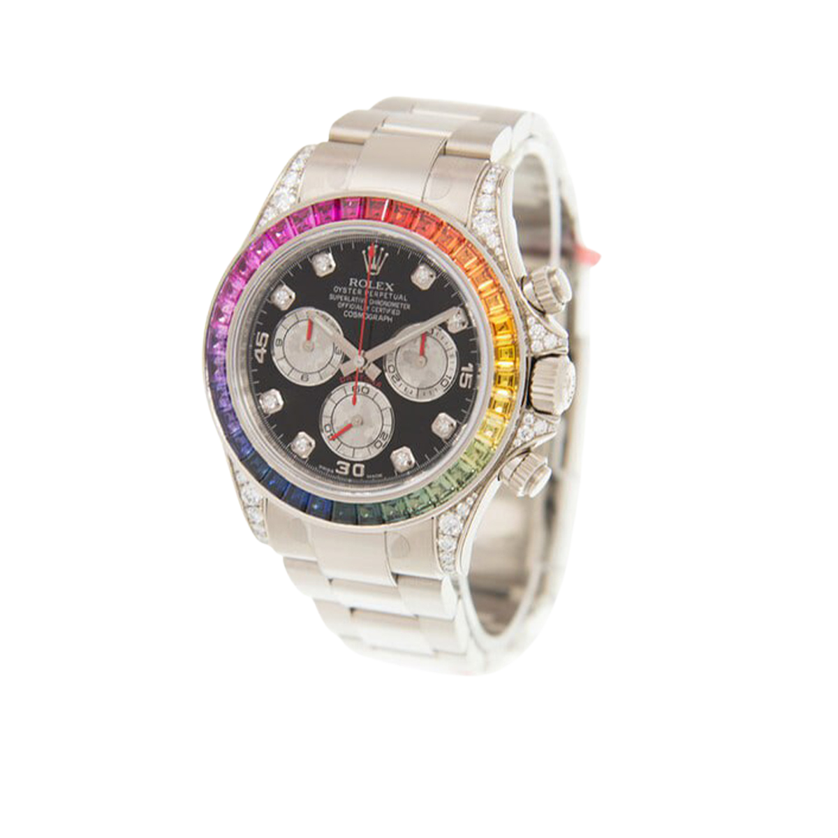Rolex Cosmograph Daytona 40mm Chronograph Rainbow Diamond Black Dial Watch