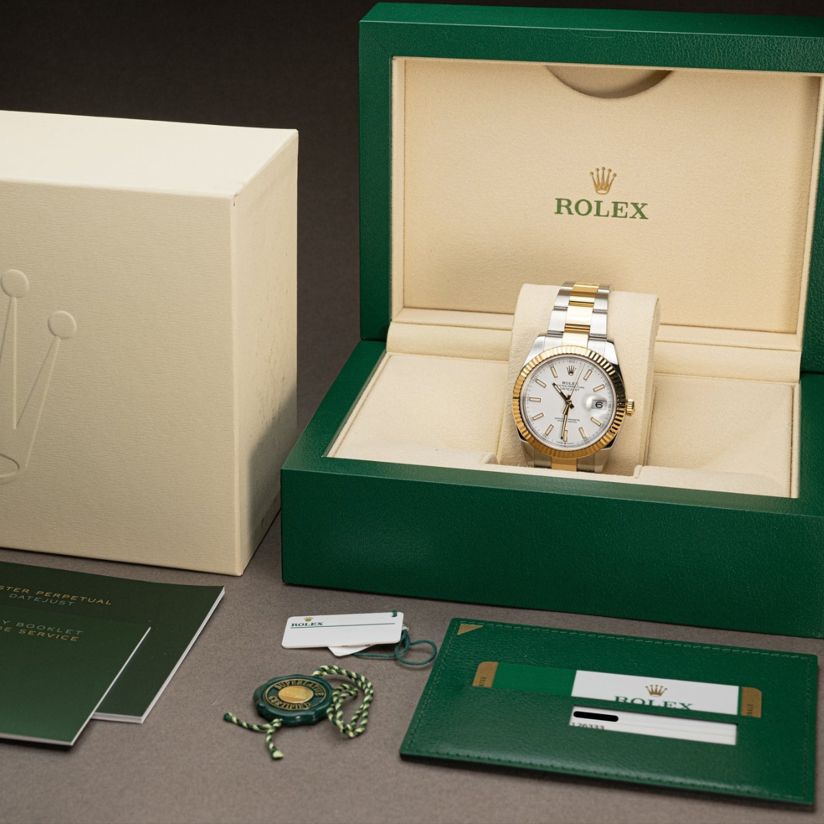 Rolex Datejust 41mm White Dial, Yellow Roleso 126333-0015