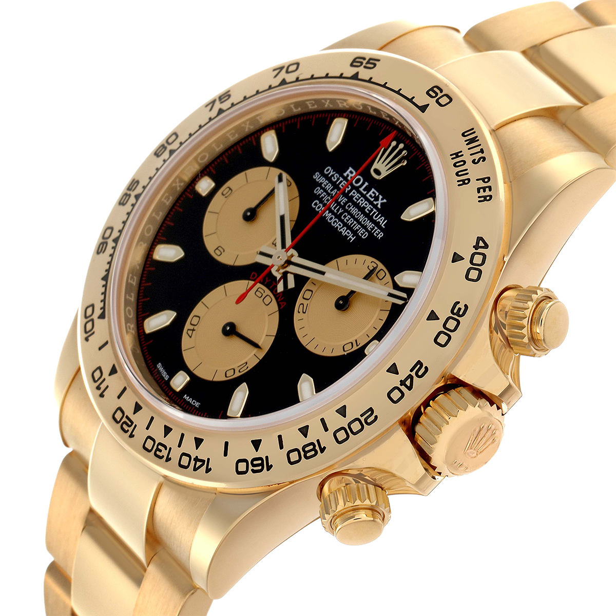 Rolex Daytona 40mm Black Dial Yellow Gold Mens Automatic Watch 116508
