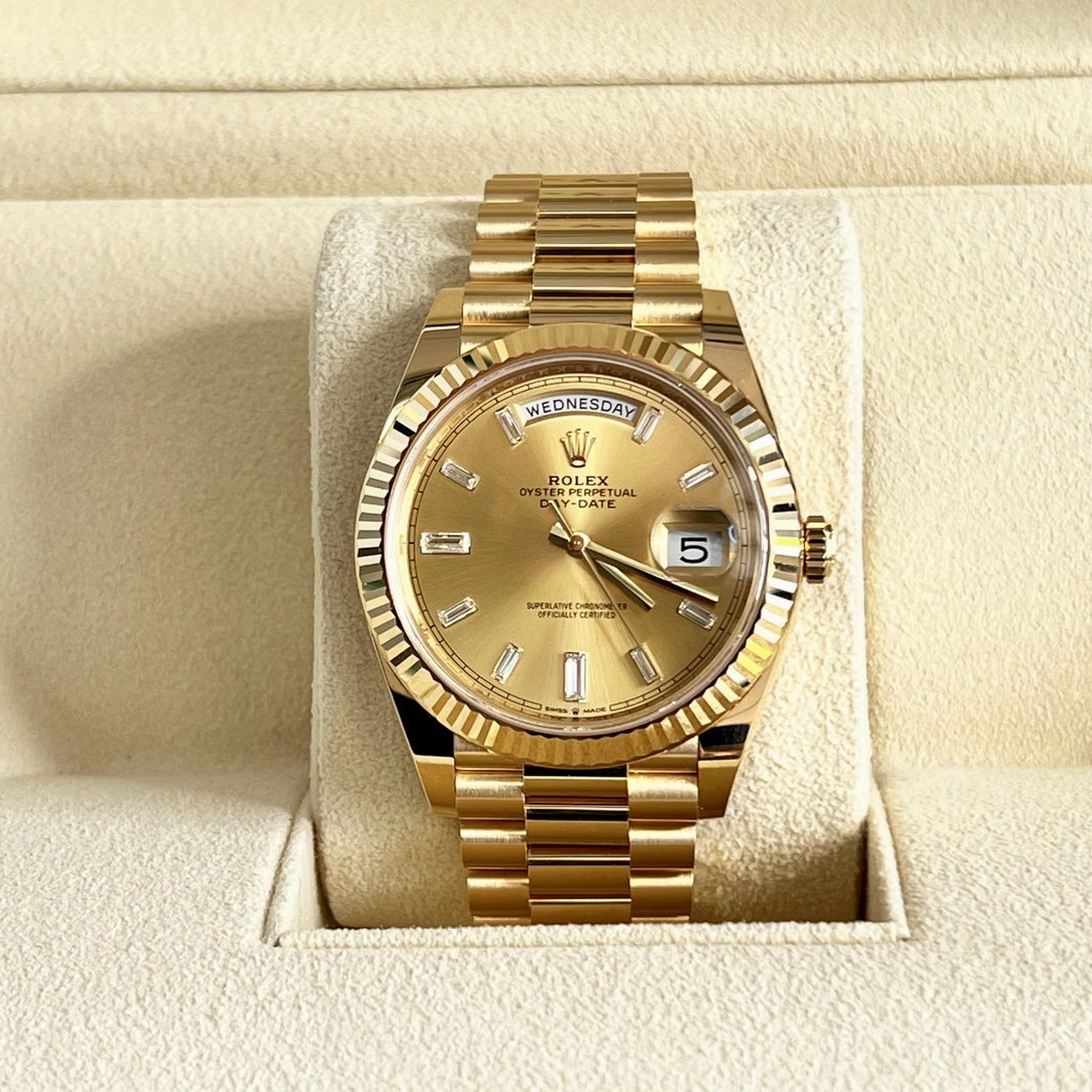 Rolex President Day-Date 40mm Yellow Gold Diamond Mens Watch 228238