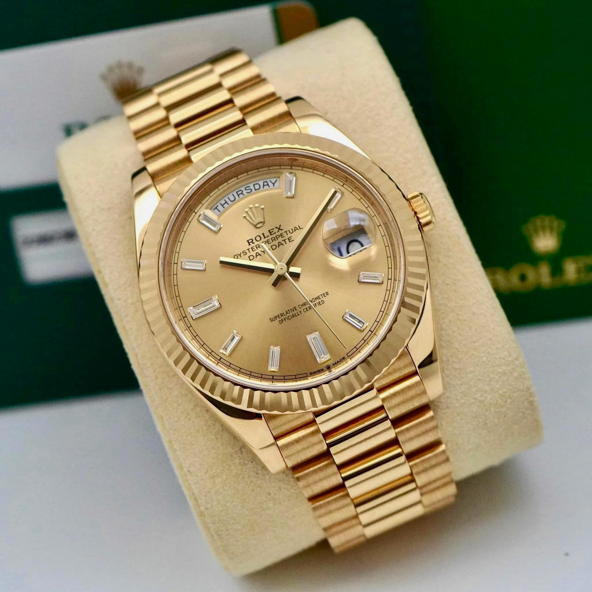 Rolex President Day-Date 40mm Yellow Gold Diamond Mens Watch 228238