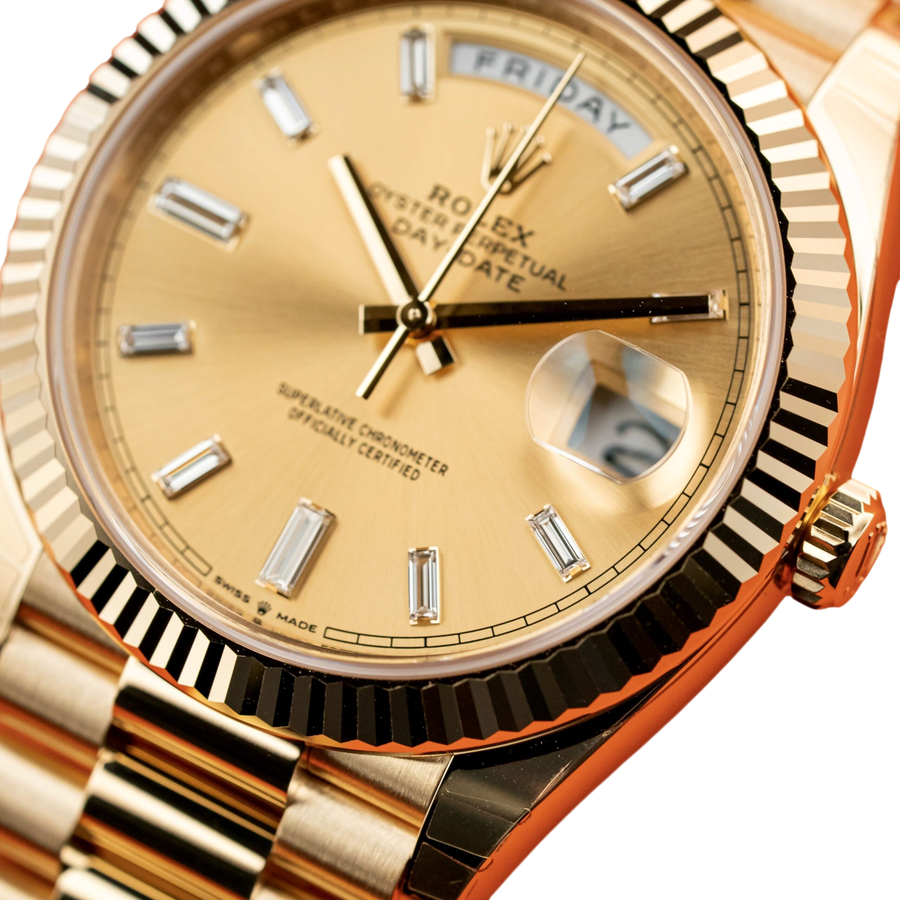 Rolex President Day-Date 40mm Yellow Gold Diamond Mens Watch 228238