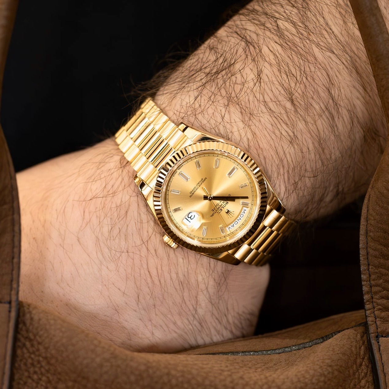 Rolex President Day-Date 40mm Yellow Gold Diamond Mens Watch 228238