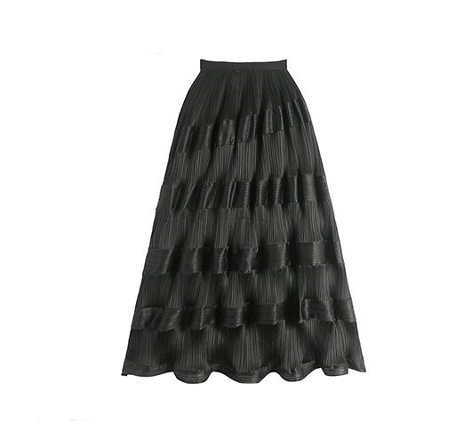 Summer Temperament Skirts For Women High Waist Folds A Line Elegant Su