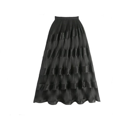 Summer Temperament Skirts For Women High Waist Folds A Line Elegant Summer Skirt Female Fashion Style