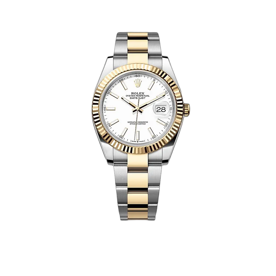 Rolex Datejust 41mm White Dial, Yellow Roleso 126333-0015