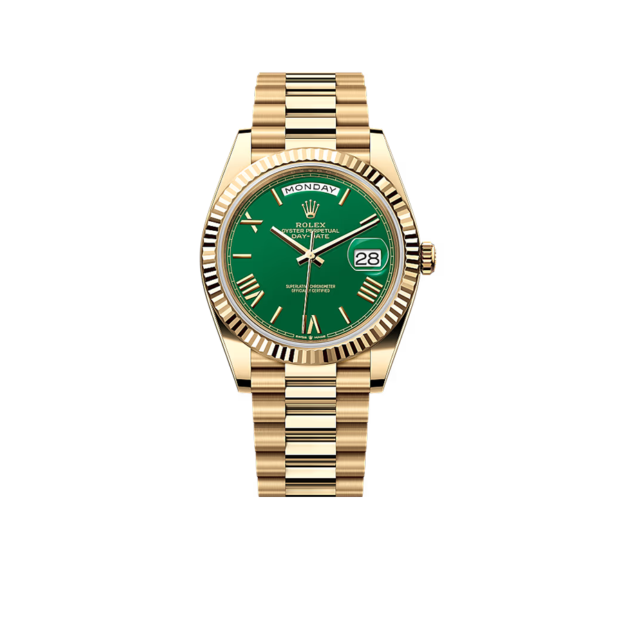 Rolex Day-Date 40mm Green Roman Yellow Gold 228238
