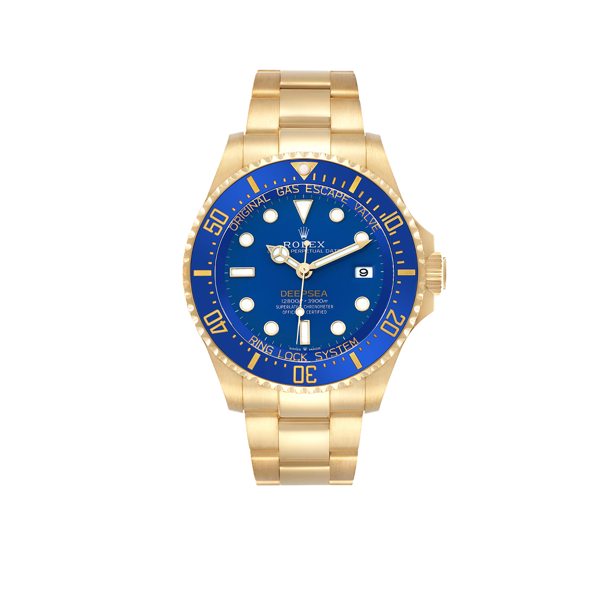 Rolex Seadweller Deepsea 44mm Yellow Gold Blue Dial Mens Watch 136668