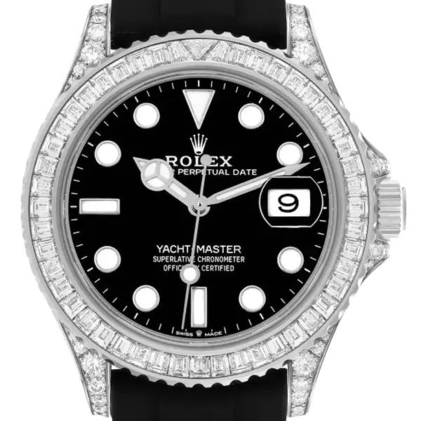 Rolex Yacht-Master 42mm White Gold and Diamond-Set / Black / Oysterflex