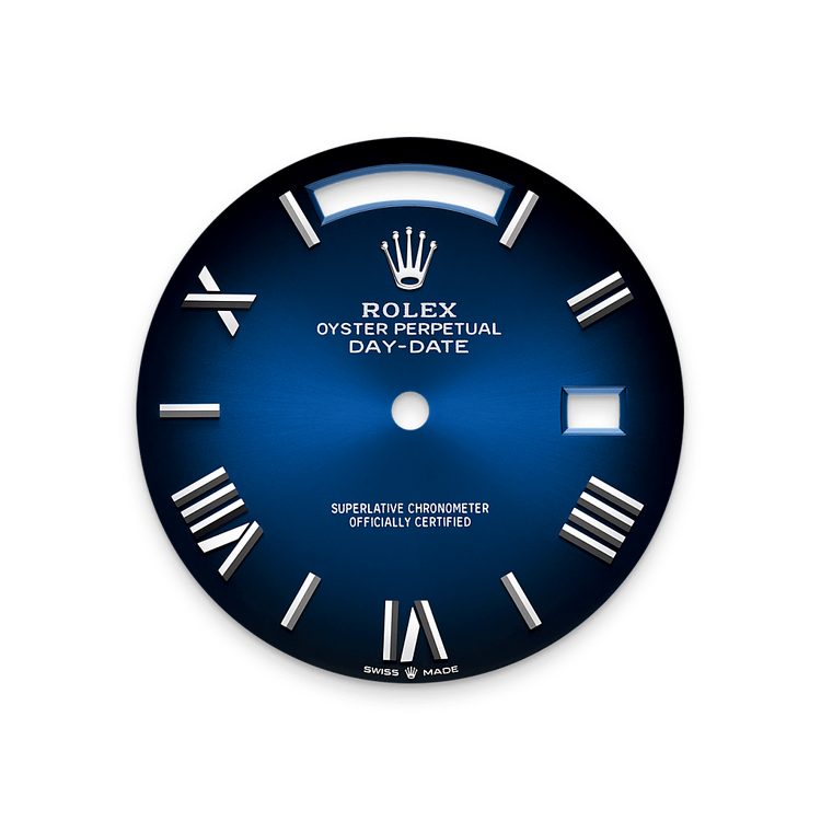 Rolex Day-date Oyster Perpetual 40mm White Gold Blue Ombré Dial, Fluted bezel M228239-0076