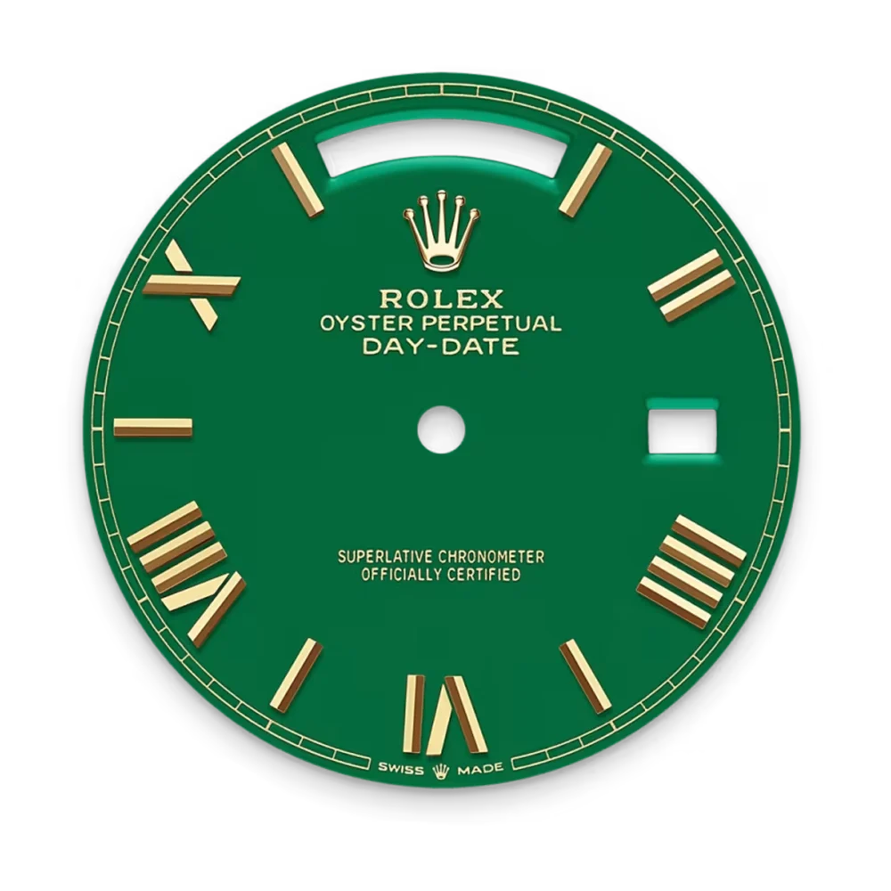 Rolex Day-Date 40 Yellow Gold Green Roman Numeral Dial Diamond Bezel M228348RBR-0040