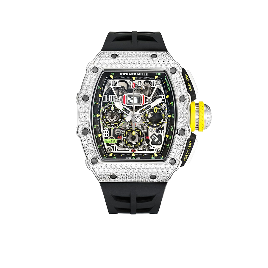 Richard Mille Chronograph & 18K White Gold – Diamond Bezel – Skeleton Dial 50 mm
